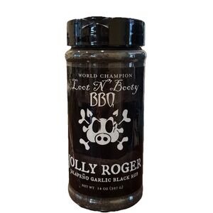 Loot N' Booty BBQ Jolly Roger Jalapeno Garlic Black Rub 14 oz Bottle